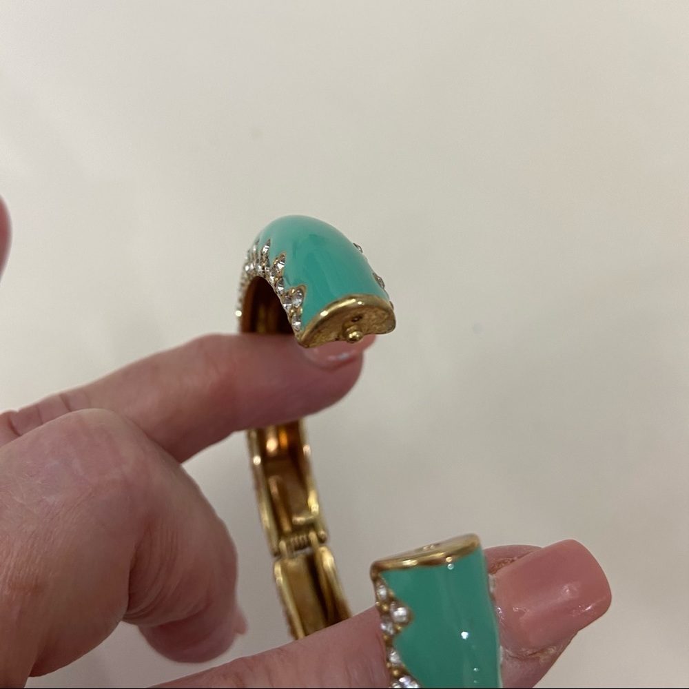 Stella & Dot Aqua Bangle bracelet w/Pave crystals - Picture 5 of 6